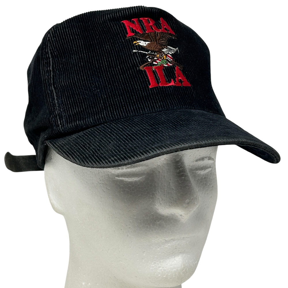 Vintage NRA ILA Baseball Cap Hat National Rifle Association Corduroy 90s Black