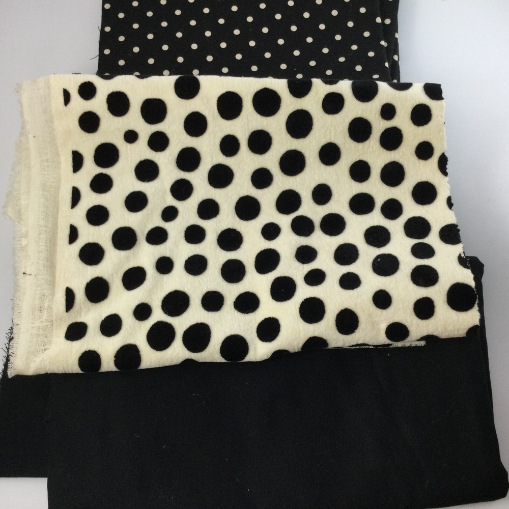 Cotton Velvet Linen Pillow Covers Black White Polka Dots 4.5 Yard Craft Bedding