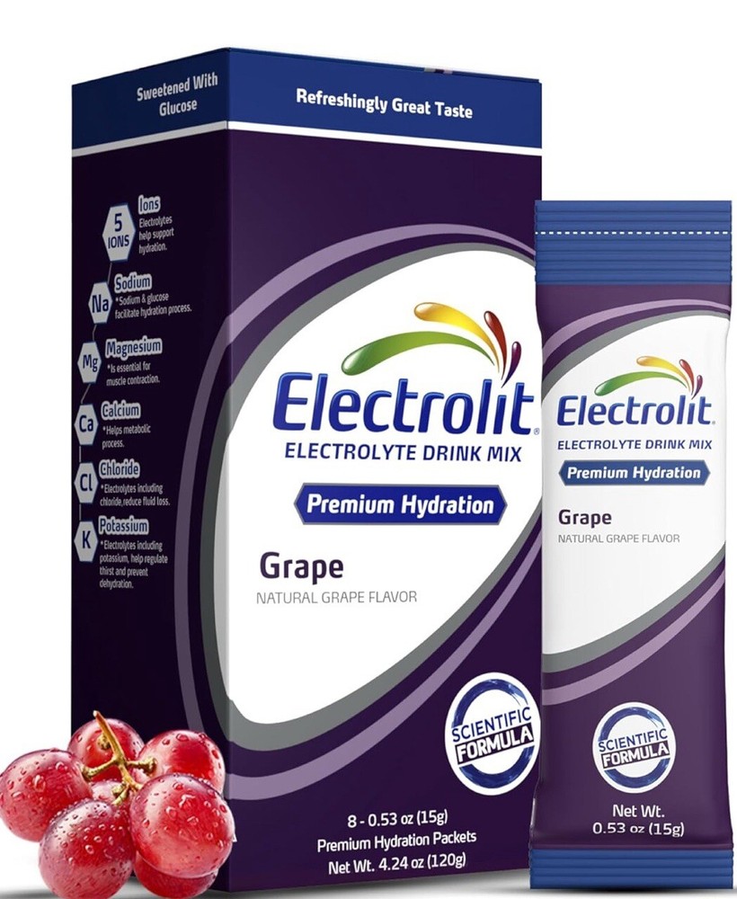 Electrolytes Powder Packets, Grape 8 Pack, Powdered Hydration Packets