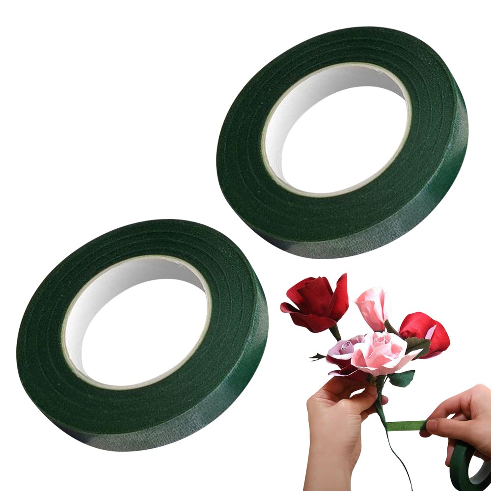 2rolls Floral Tape Green Bouquet Wrap 88.6ft/30Yd For Fresh Flower Professional.