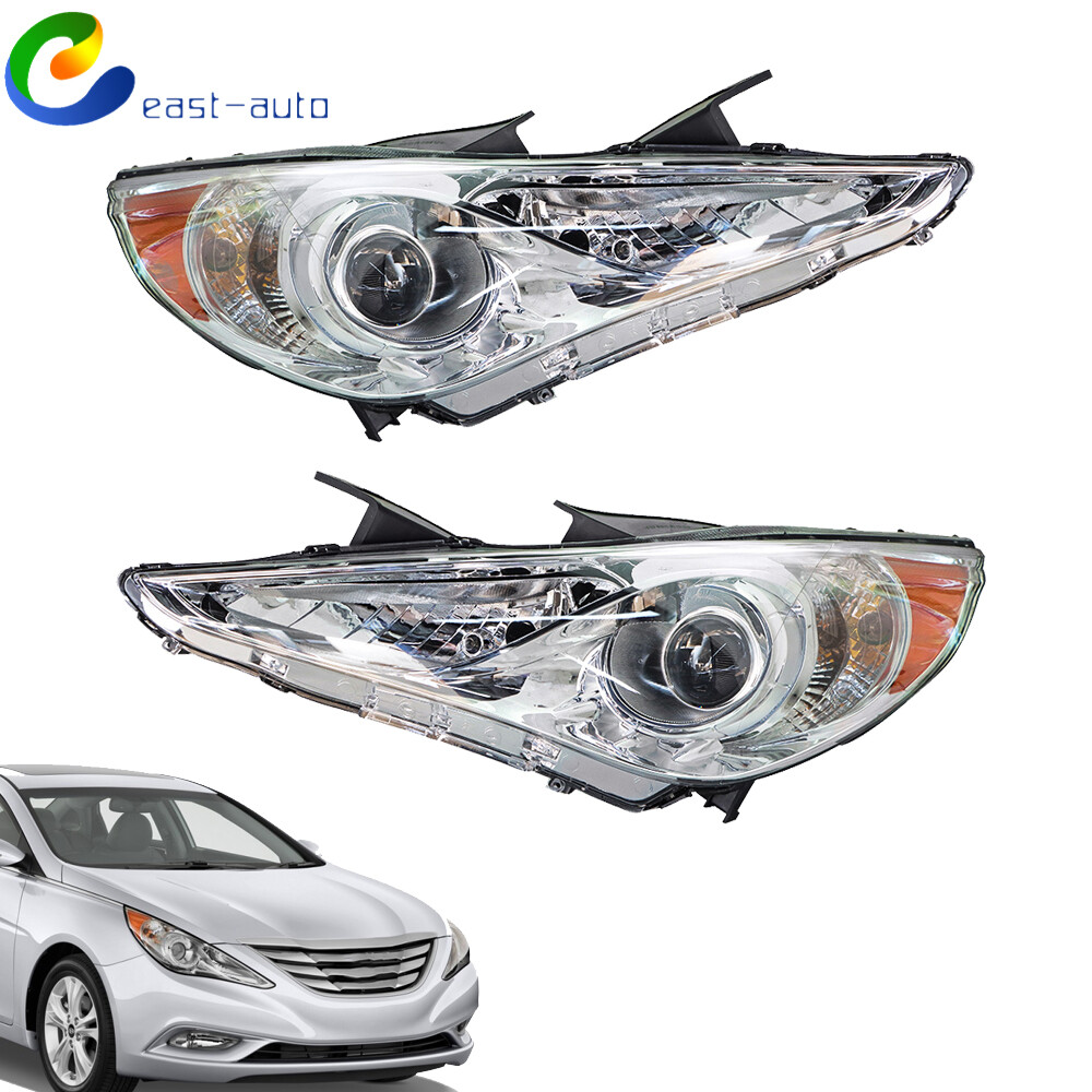 2011-2014 Hyundai Sonata Clear Halogen Headlight Lens Pair L+R Replacement