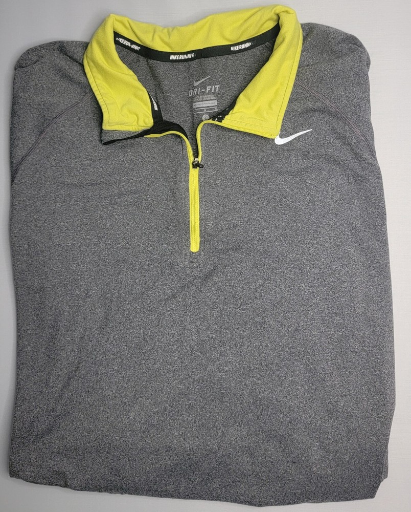 Mens Nike Dri Fit Long Sleeve 1/4 Zip Gray Athletic Shirt Large - EUC