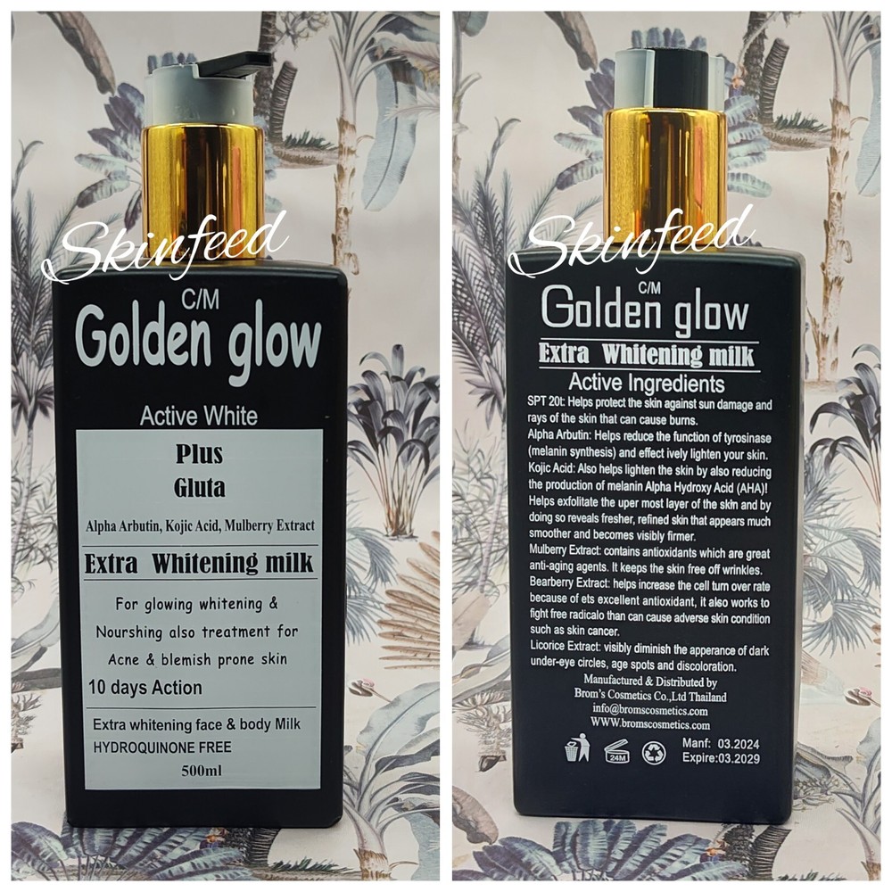 Golden Glow ACTIVE WHITE + GLUTA Body Milk 500ml Lotion Intensive Extra Whitenin