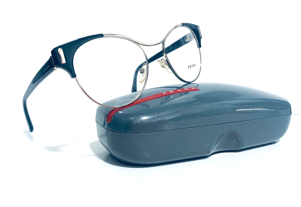 Prada VPR61T Gold Black Round Prescription Eyeglasses 52-18-135mm Italy