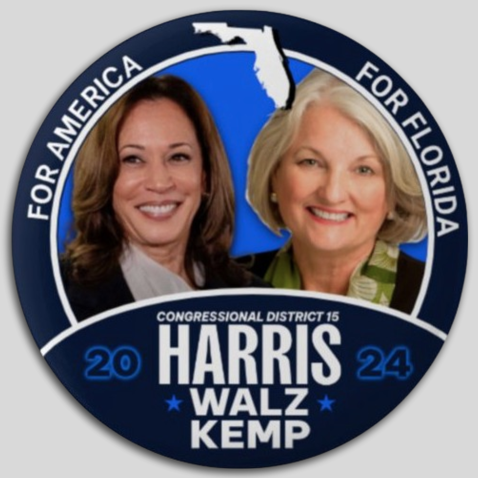Kamala Harris Pat Kemp Congress Pin Button Jugate Florida Democrat President