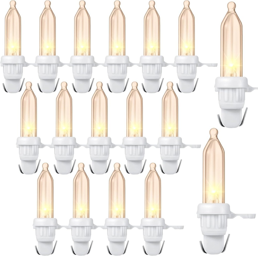 60 Pcs Christmas LED Replacement Bulb Mini White Base With Warm