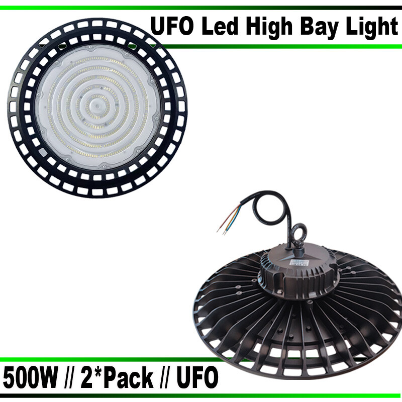 2-PACK 500W UFO LED High Bay Lights for Factory Warehouse Commercial Use