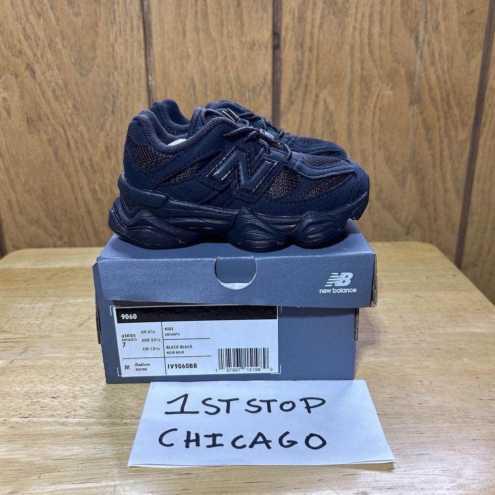 New Balance 9060 Black Cat Triple Black Phantom Toddler Size 7C TD IV9060BB NEW