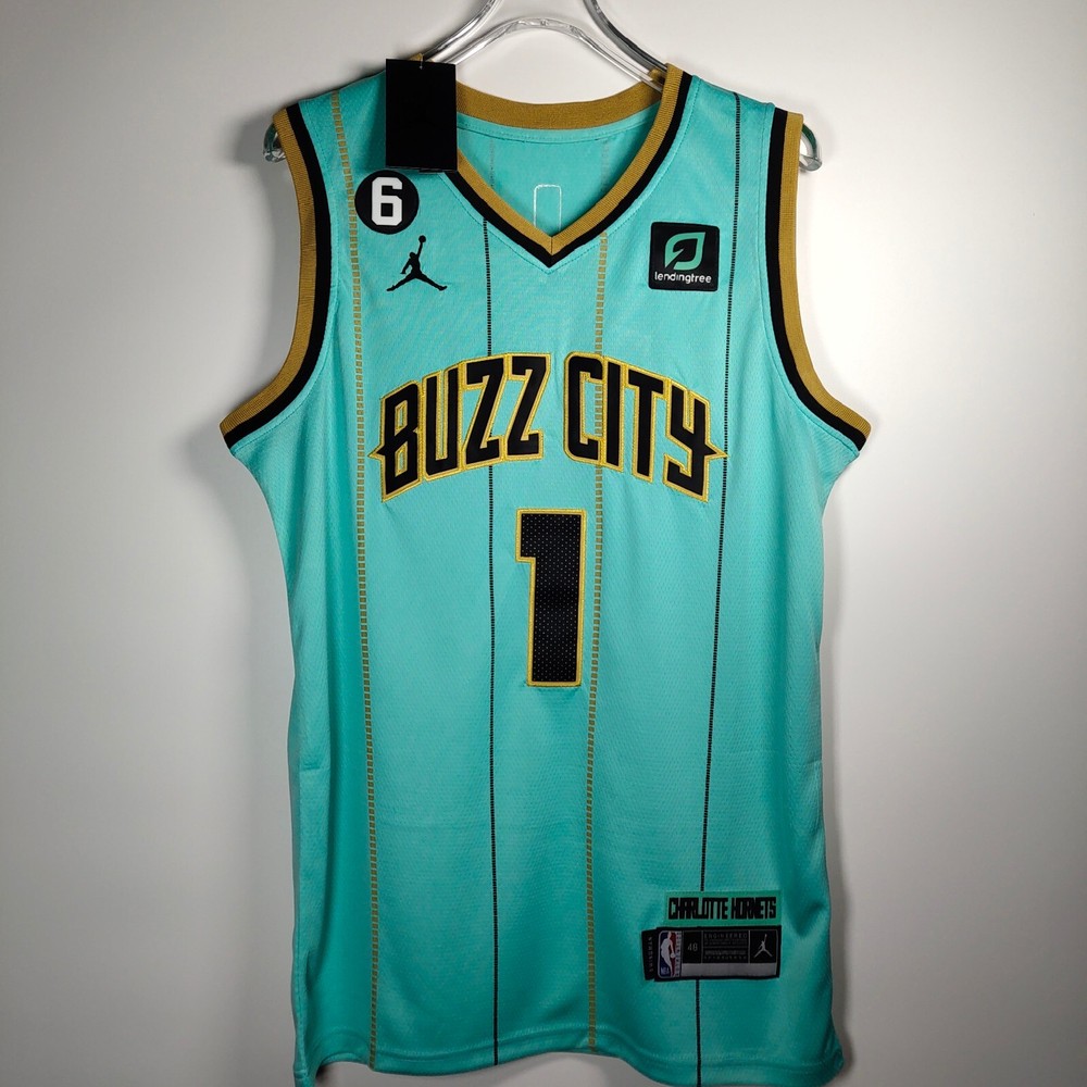 LaMelo Ball #1 Fan Edition Jersey Green Stripe Embroidery Style