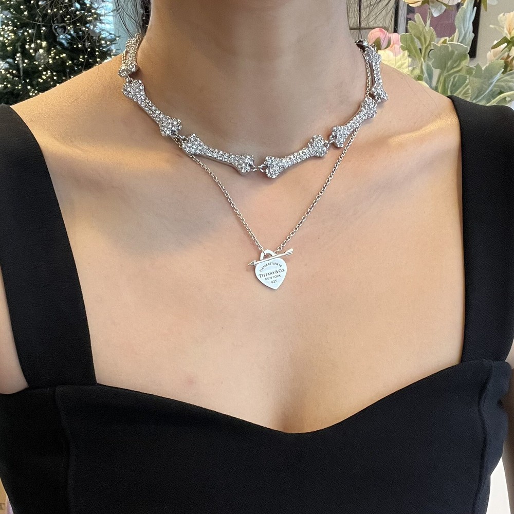 Vivienne Westwood Crystal Bones Choker Chain Necklace Style 304