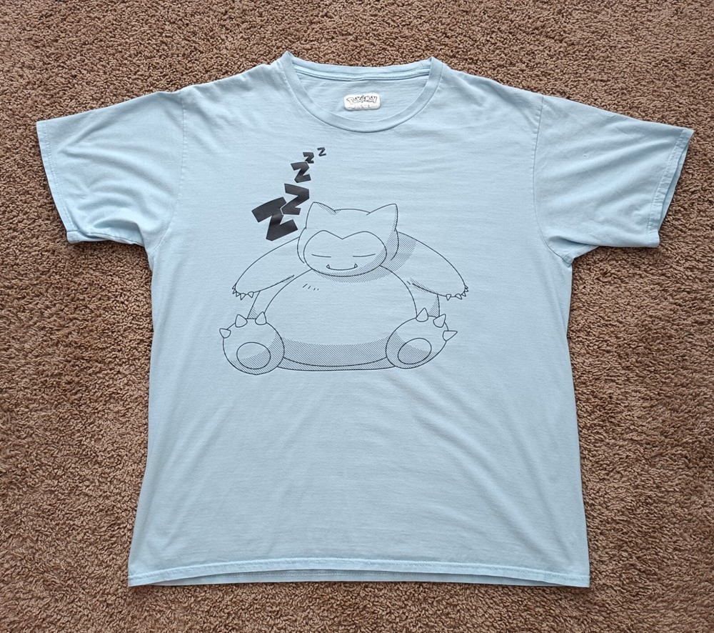 Pokemon T-Shirt Men's Size Large Blue Snorlax Graphic Short Sleeve
