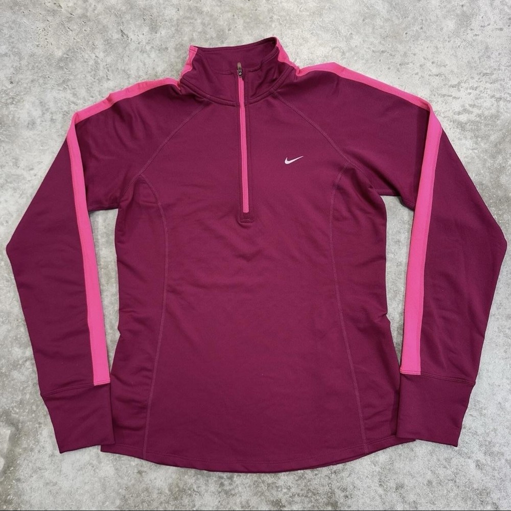 Nike Dri-FIT Pullover Womens Medium Pink Purple Half Zip Running Athletic Top