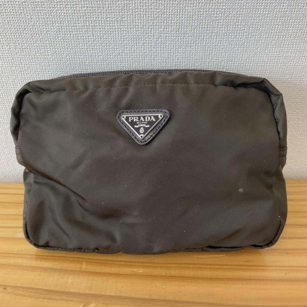 PRADA black nylon pouch with logo EI138959