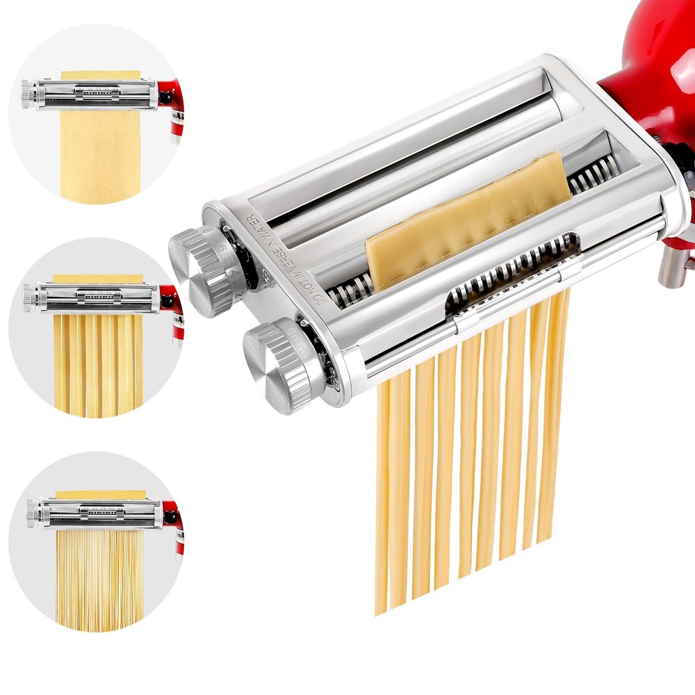 3-in-1 Pasta Maker Attachment for Sheet Roller Spaghetti Fettuccine