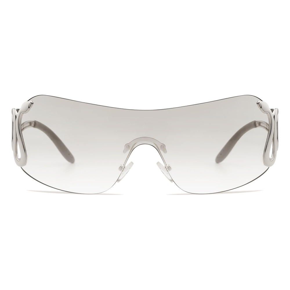 Rimless Y2k Sunglasses for Women Men Trendy Oversized Wrap Around Snake Shade...
