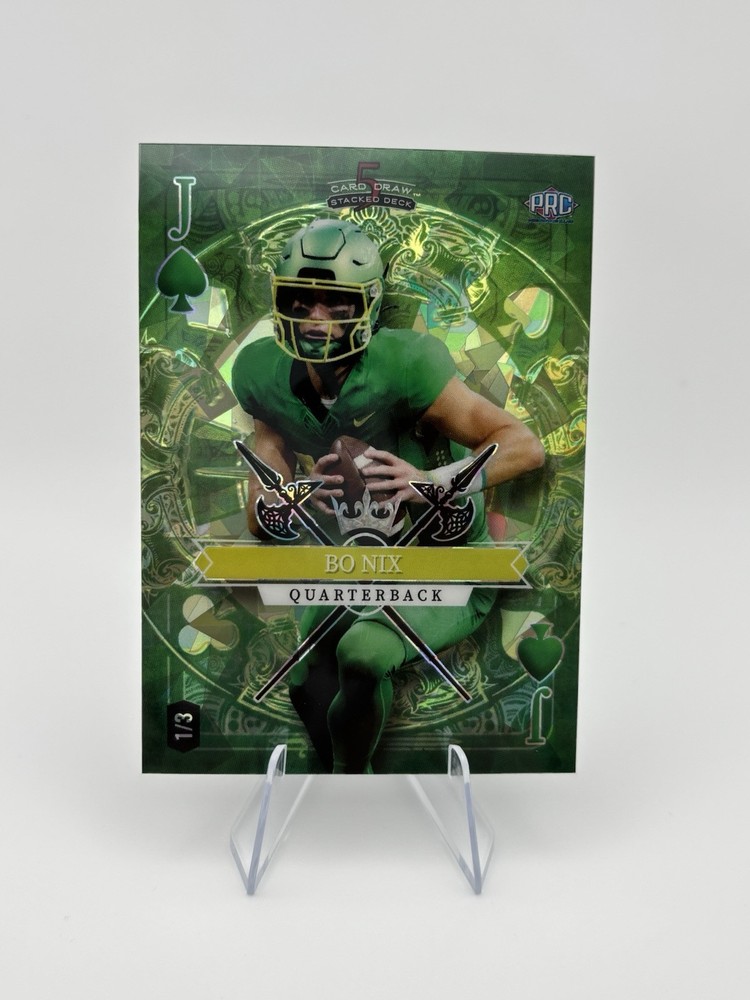 Bo Nix Wild Card 5 Card Draw Stacked Deck Jack of Spades 1/3
