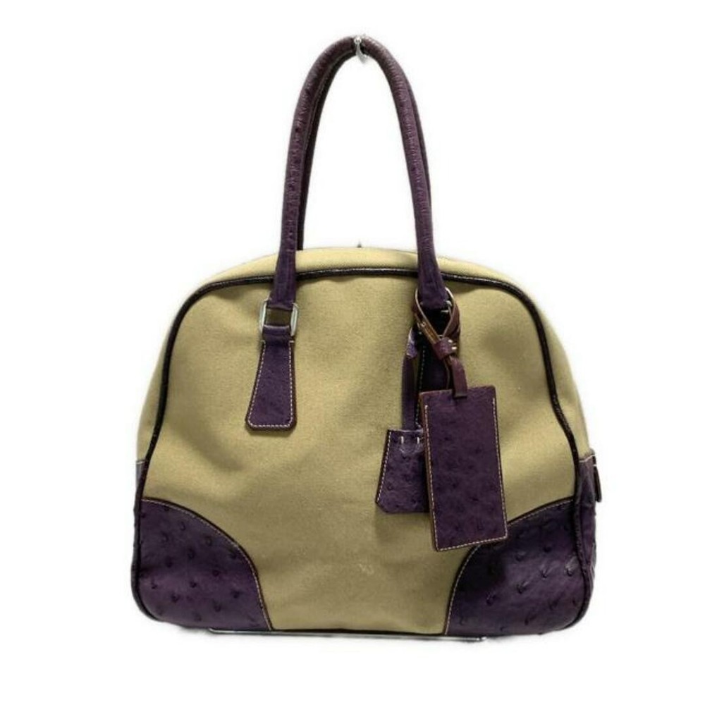 RARE PRADA Beige and Purple Leather Handbag