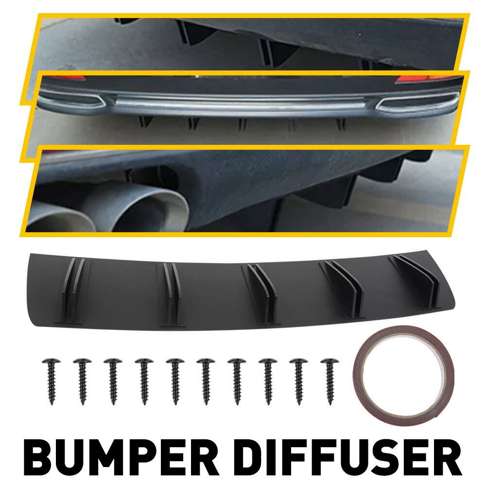 2set Rear Body Bumper Diffuser Shark 10 Fins Wing Spoiler Matte Black For Chrysl