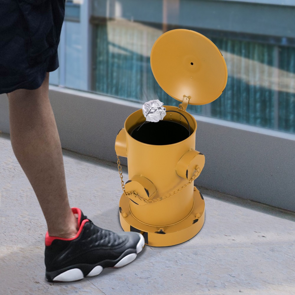 Yellow Retro Step-on Creative Garbage Can Waste Bin W/ Pedal 11.8*15.35 Inch