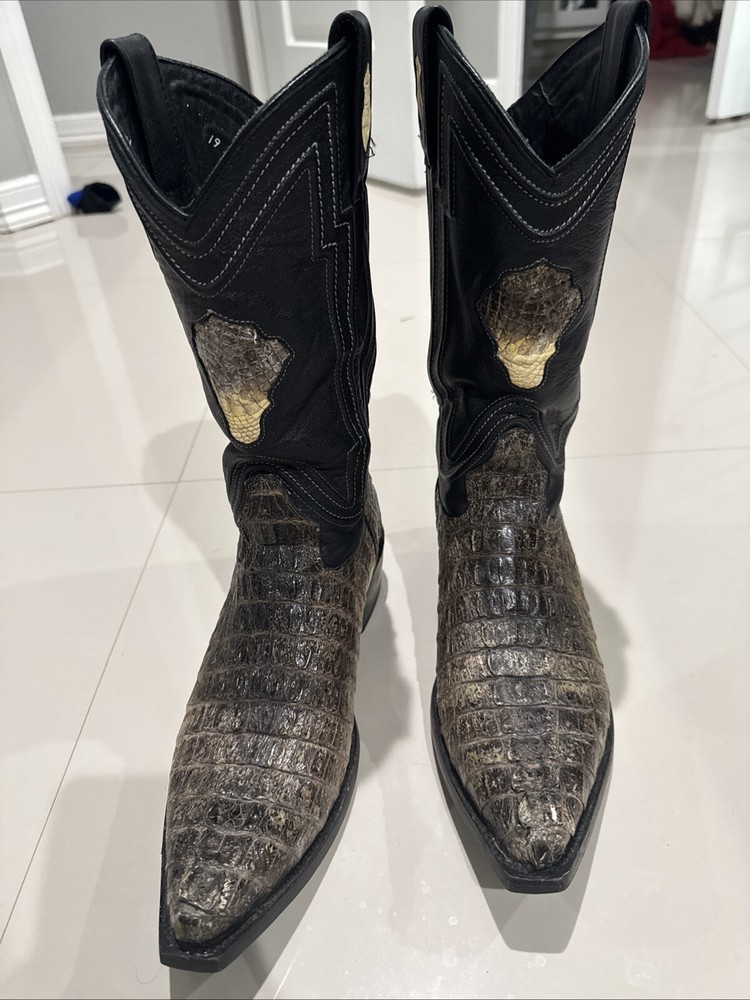 Natural Crocodile Men’s Cowboy Boots Size 10D for Authentic Style