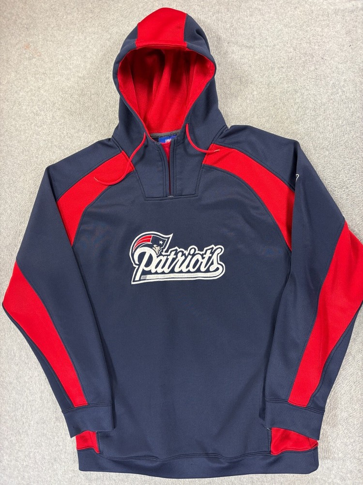 New England Patriots NFL Reebok Stitched Logo Hoodie Sweatshirt (Men's XL) Blue