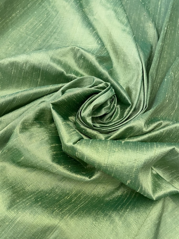 100% Silk Dupion Fabric Lime Green