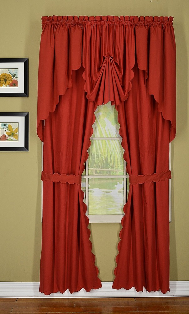 , Orleans Scallop Curtain, Brick Red 84