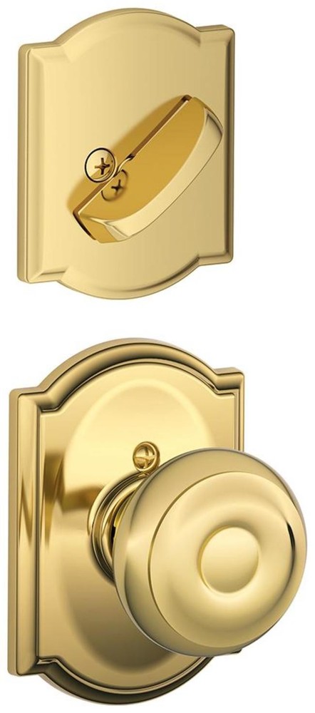 Schlage F59 Georgian Single Cylinder Interior Pack in Brass Finish