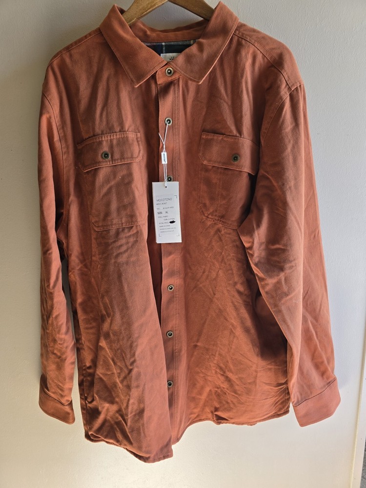 NWT Men's Mocotono Rustic Orange Size XL Metal Snap Button Lined Coat Jacket