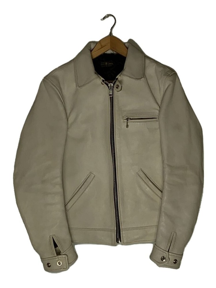 Fast Lane White Cowhide Leather Blouson Jacket Size L Style 3246