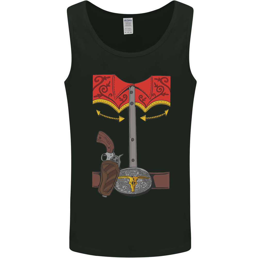 Mens Cowboy Fancy Dress Costume Stag Do Vest Tank Top Outfit