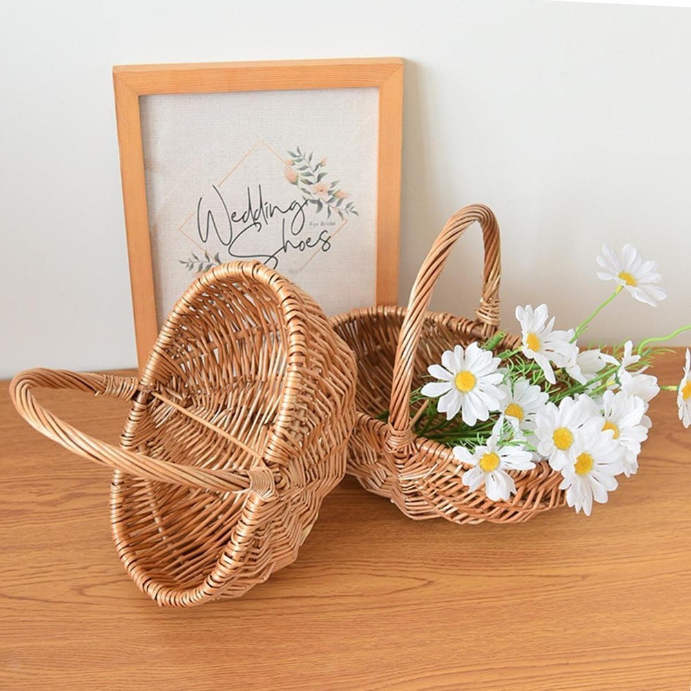 2Pcs Woven Storage Baskets Vegetables Home Decorative Baskets Wicker Baskets