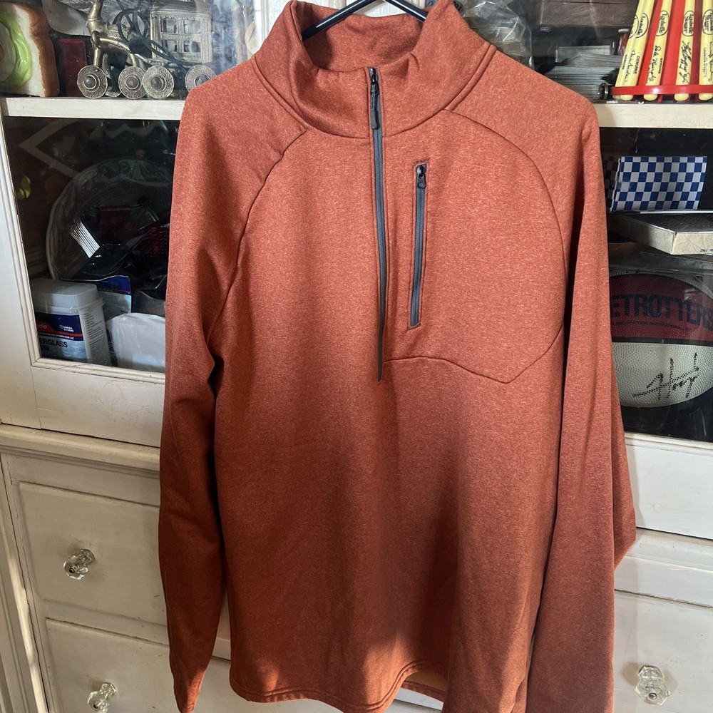 L.L Bean slightly fitted extra large tall orange pull over zip casual sweatshirt