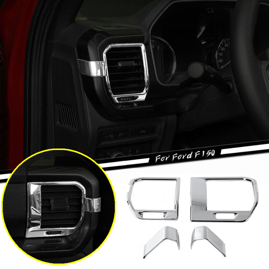 For 2021-2023 Ford F150 ABS Chrome Dashboard Side Air Vent Outlet Cover Trim 4P