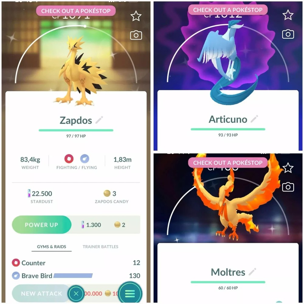 Shiny Galarian Zapdos Moltres Articuno for Pokemon Go PTC Trade