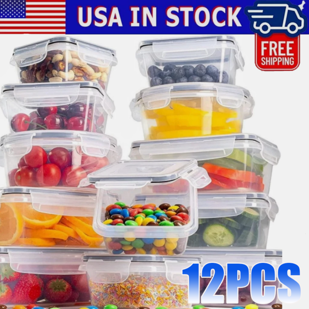 12-Pack BPA-Free Airtight Leak-Proof Food Storage Containers