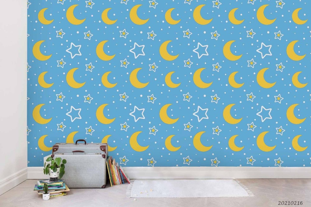 3D Space Moon Stars Pattern Wall Murals Wallpaper Murals Wall Sticker