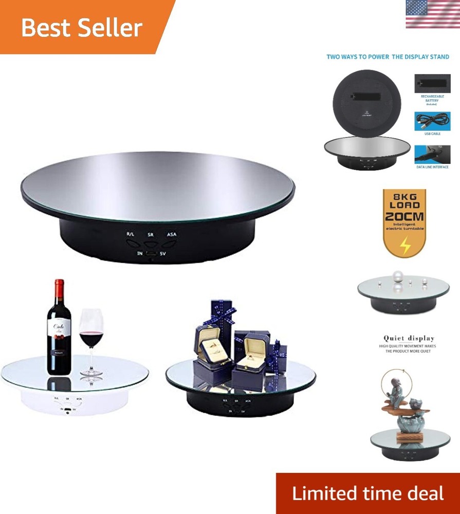 Motorized 360° 7.87-Inch Turntable Display Stand for Photography & Product Showcase