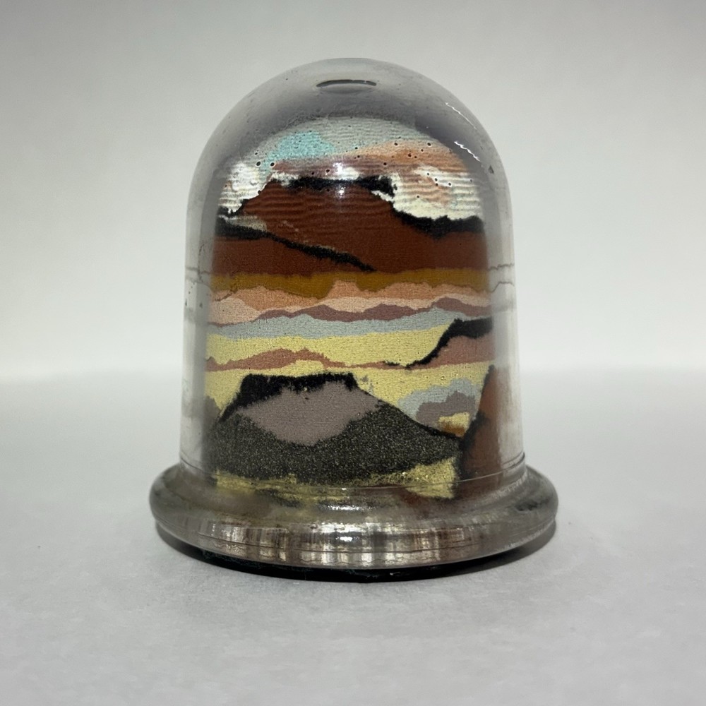 VTG 70s Mini Sand Art Dome – Southwest Desert Landscape Lucite Sculpture Retro Decor