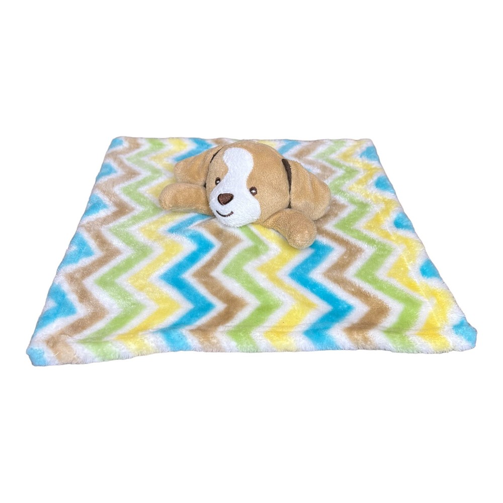 Little Miracles Lovey Baby Security Blanket Tag Long Zig Zag Chevron Puppy Dog