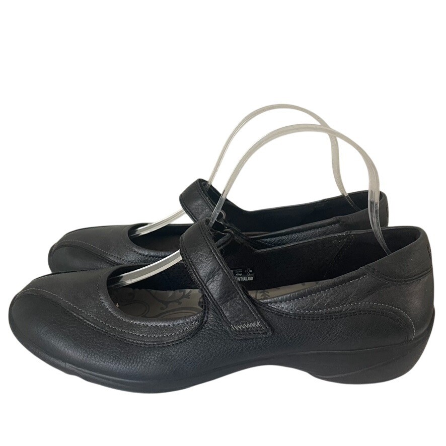 Ecco Women's Mary Jane Flats Size 40 US 9-9.5 Black  Pewter Leather Comfort