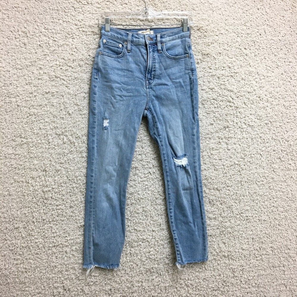Madewell Womens Petite 23P Distressed Blue Vintage Straight Jeans