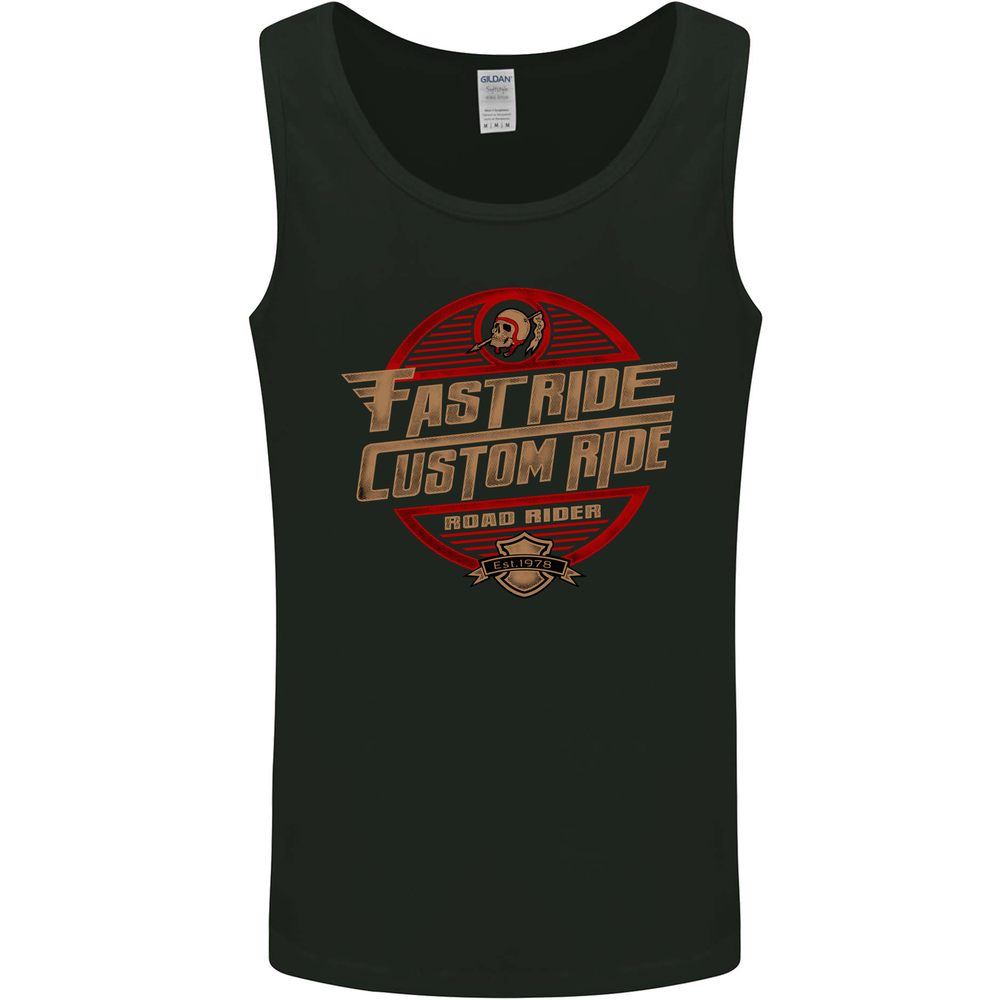 Fast Ride Cafe Racer Chopper Biker Motorcycle Mens Vest Tank Top