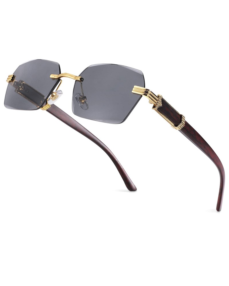 Rimless Rectangle Sunglasses for Men Women Square Shade Eyewear Frameless y2k...