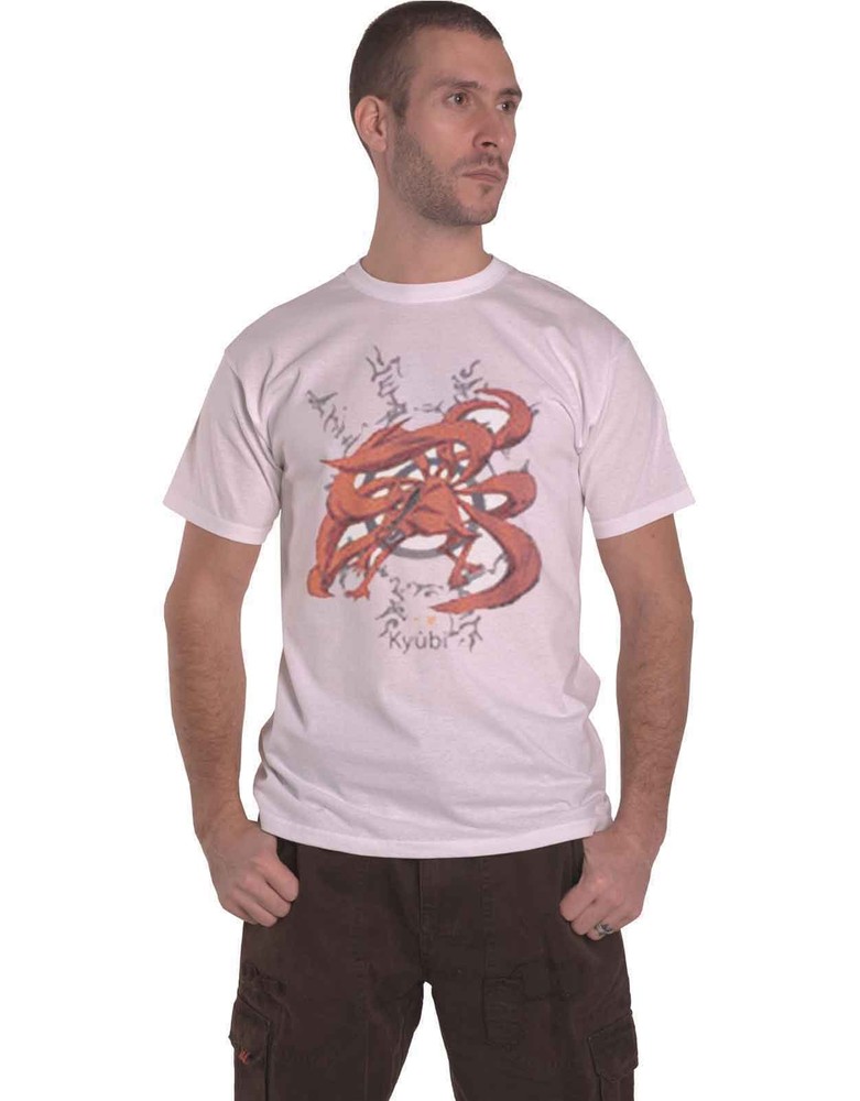 Official Naruto Kyubi Logo Manga Mens White T-Shirt