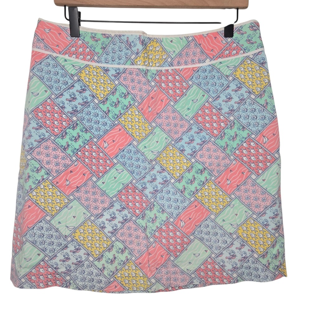 Vineyard Vines Womens Preppy Mix Print Patchwork Cotton Stretch Mini Skirt 8