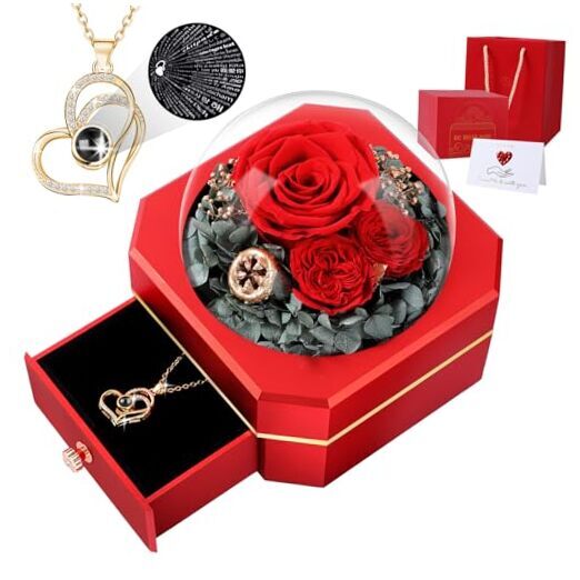Eternal Preserved Real Red Rose Gift for Women, Mom, or Wife