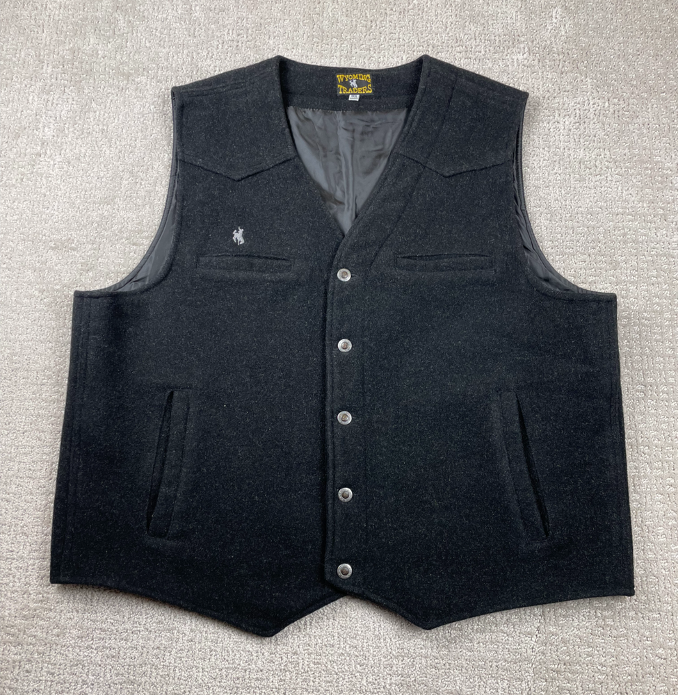 Wyoming Traders Vest Mens 3XL Black Wool Waistcoat Western Lined Button Cowboy