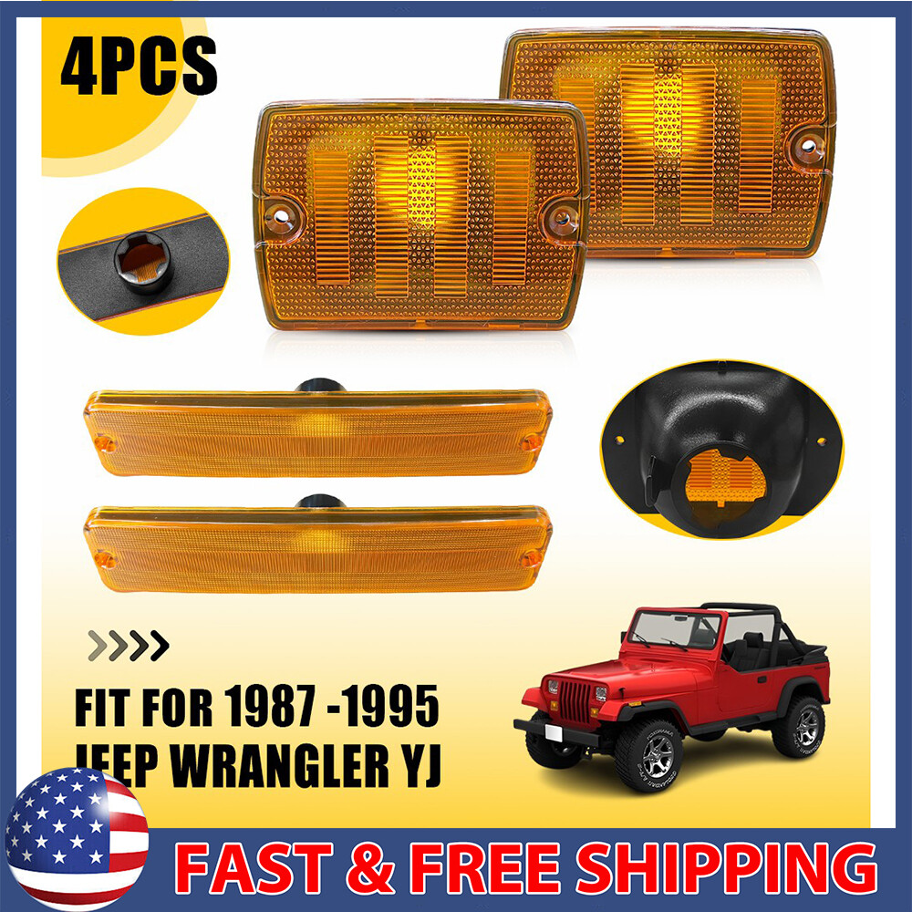 1987-95 Jeep Wrangler YJ Front Bumper Side Marker Light Housings