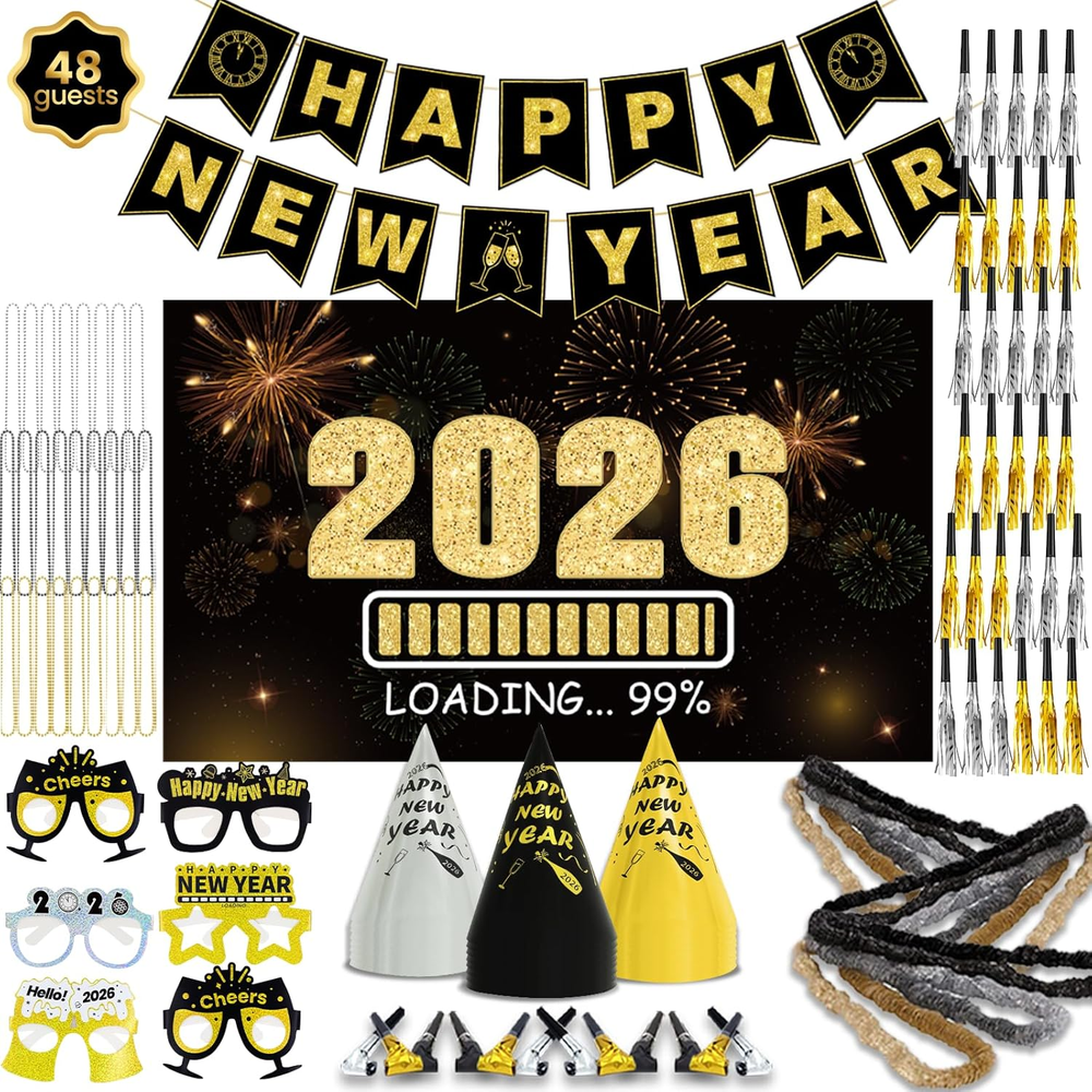 New Years Eve Party Supplies 2026 - Happy New Year Party Supplies Kit for 50 Gue-image